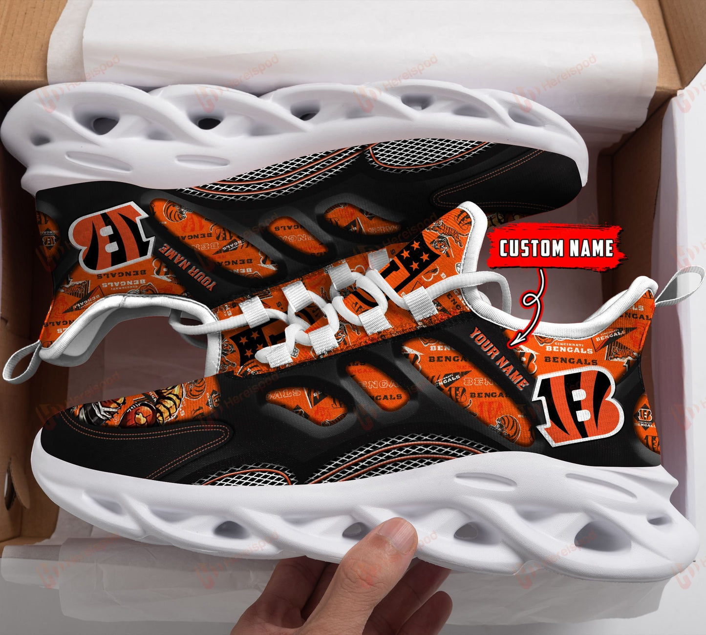 Ideafootwear Cincinnati Bengals NFL Max Soul Shoes Sneakers For Men And Women