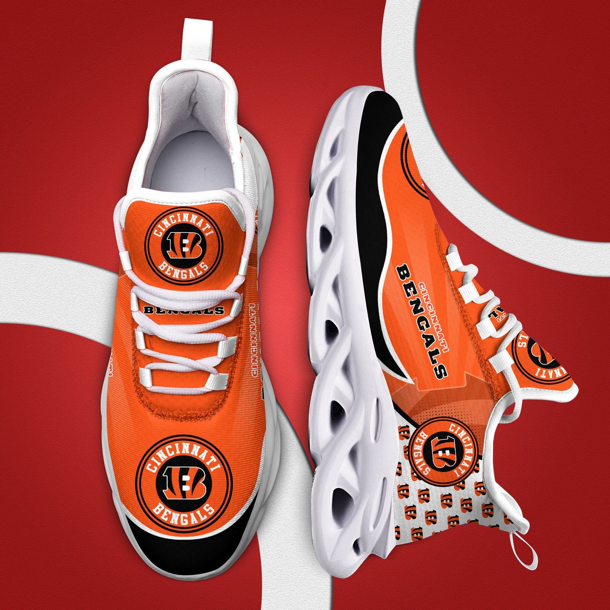 Ideafootwear Cincinnati Bengals NFL Max Soul Shoes Sneakers For Men And Women