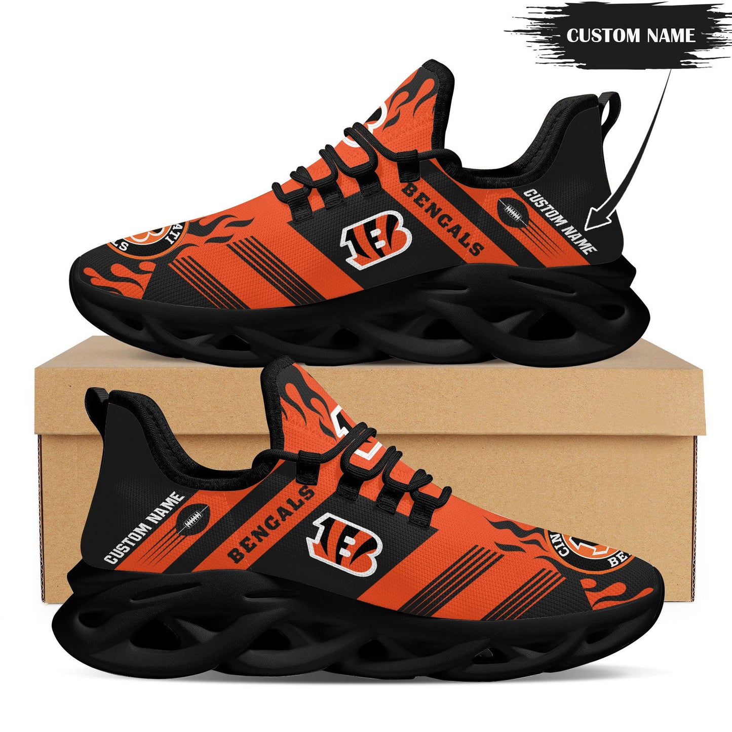 Ideafootwear Cincinnati Bengals NFL Max Soul Shoes Sneakers For Men And Women