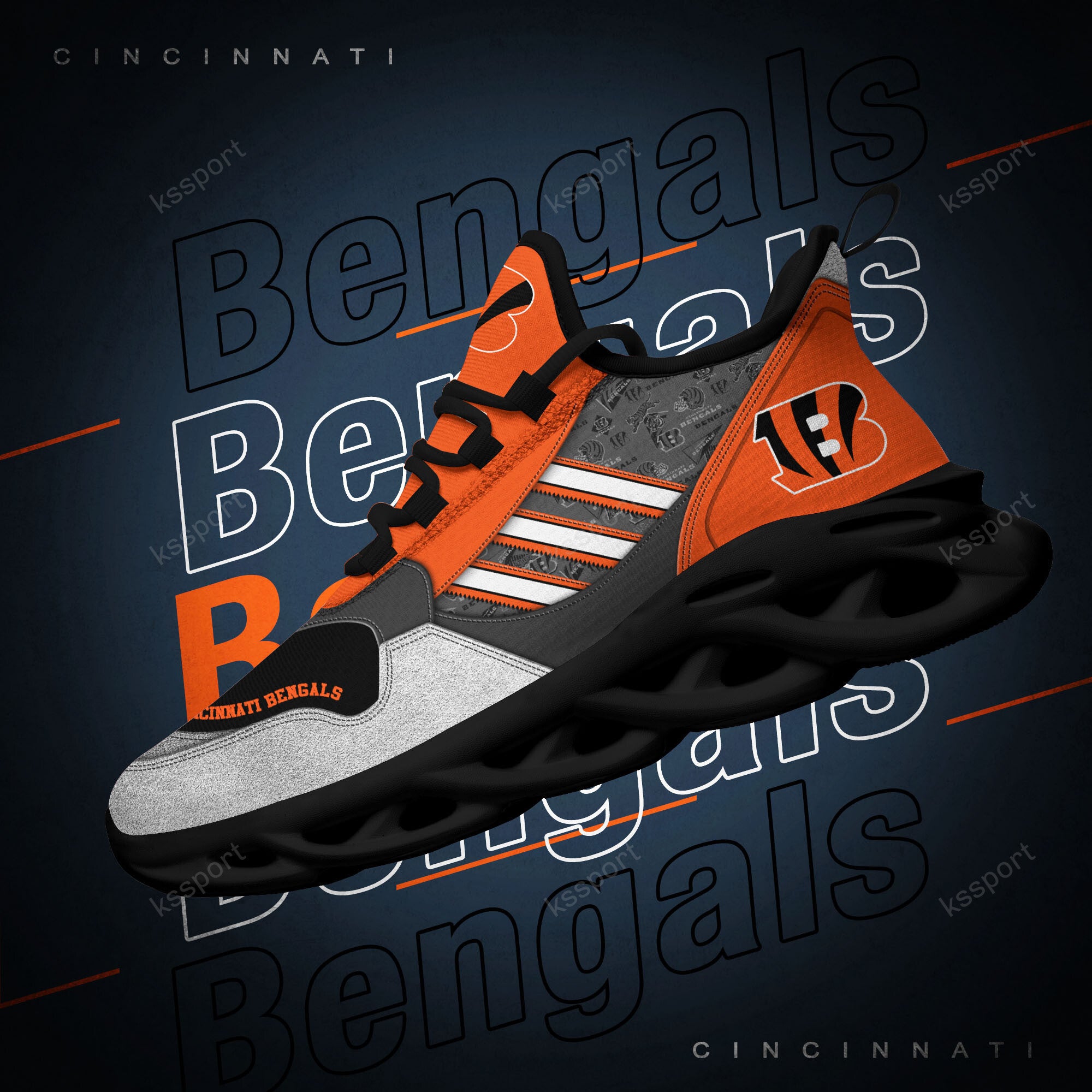 Ideafootwear Cincinnati Bengals NFL Max Soul Shoes Sneakers For Men And Women