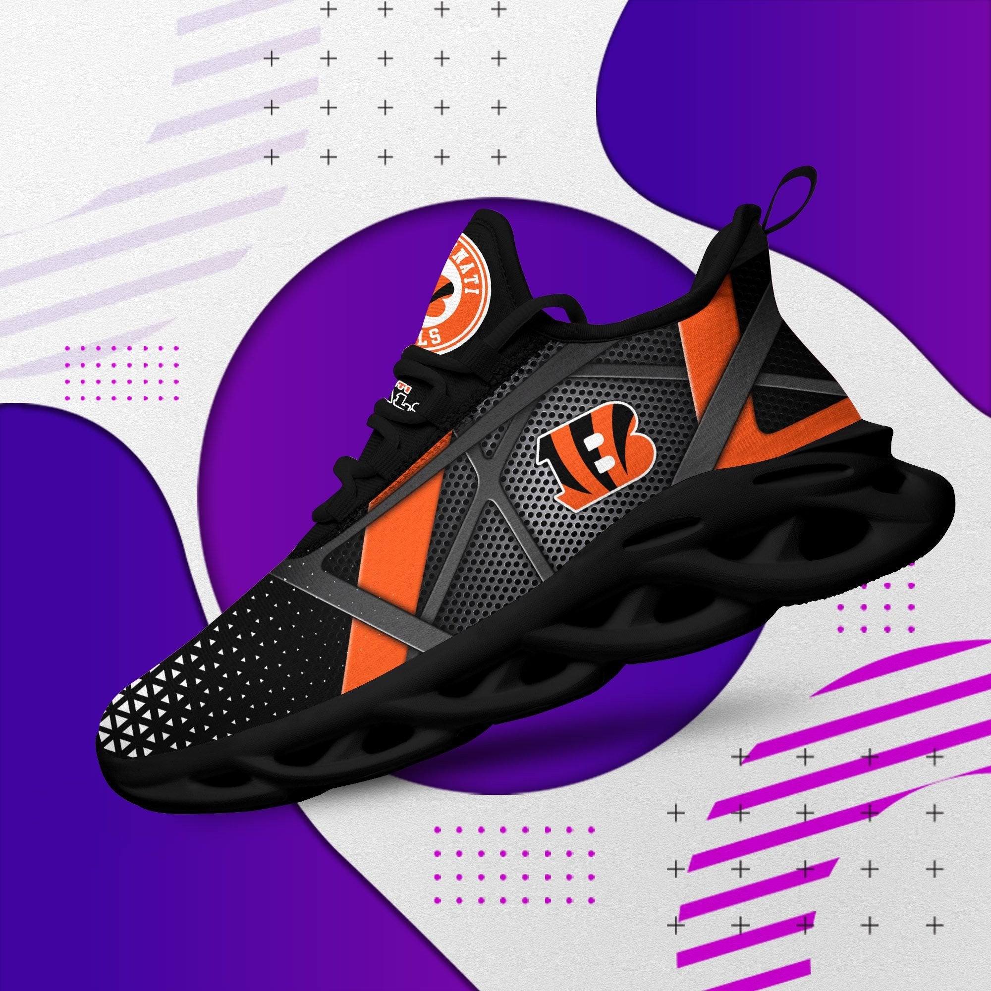 Ideafootwear Cincinnati Bengals NFL Max Soul Shoes Sneakers For Men And Women