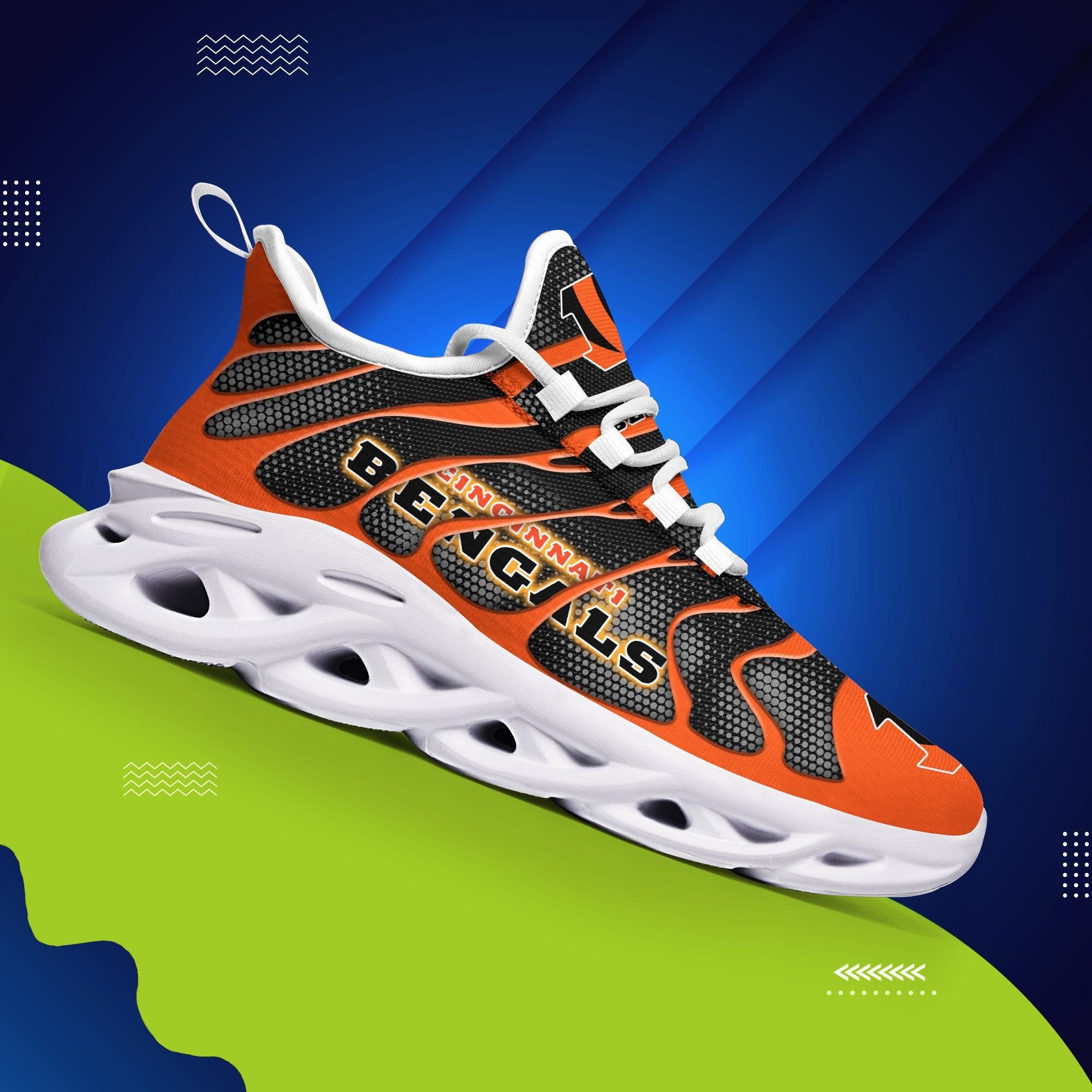 Ideafootwear Cincinnati Bengals NFL Max Soul Shoes Sneakers For Men And Women