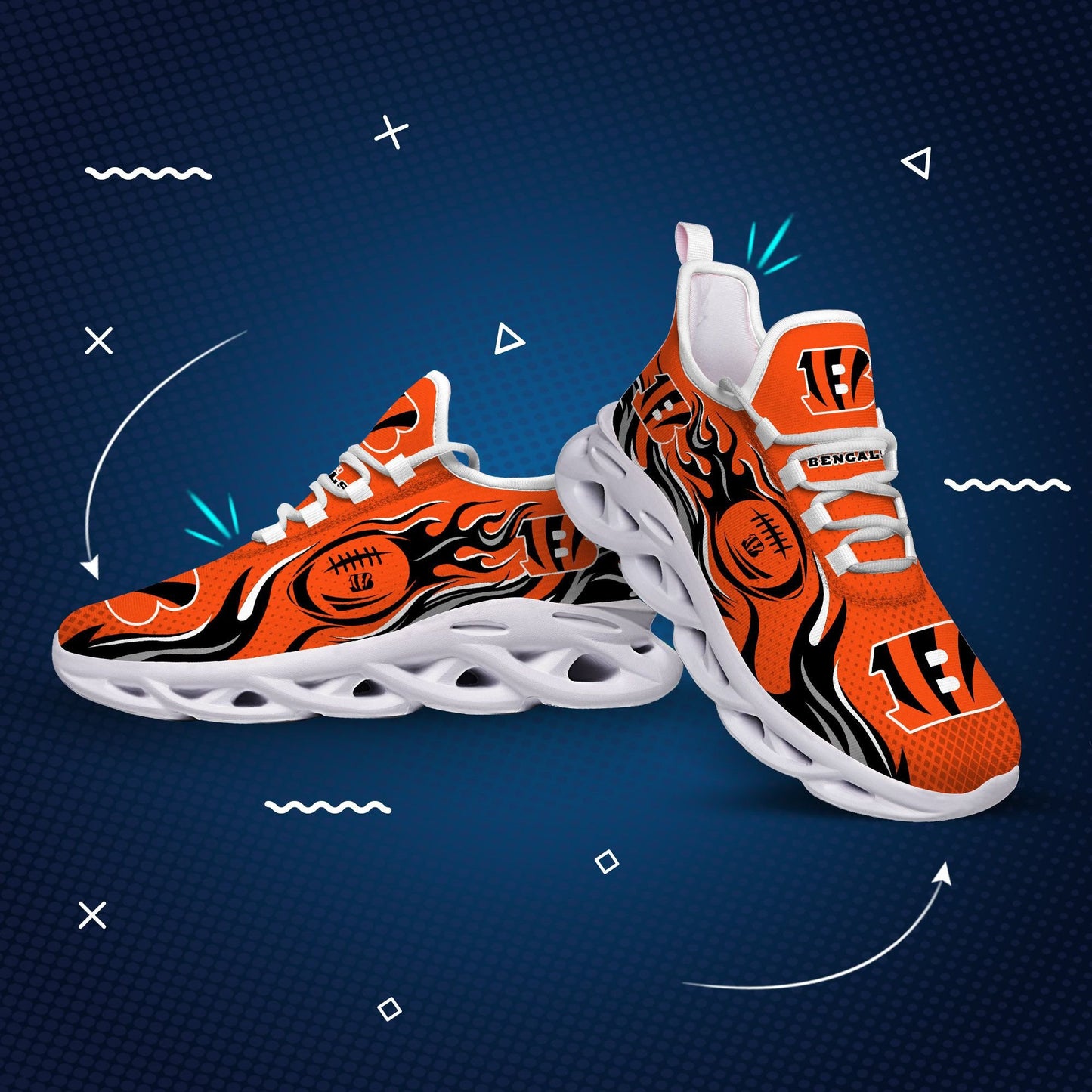 Ideafootwear Cincinnati Bengals NFL Max Soul Shoes Sneakers For Men And Women