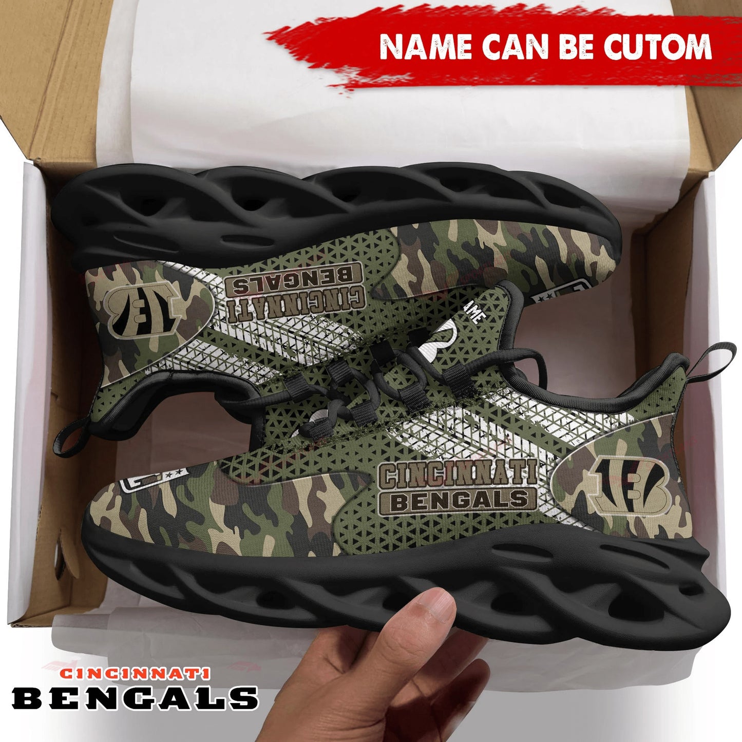 Ideafootwear Cincinnati Bengals NFL Max Soul Shoes Sneakers For Men And Women