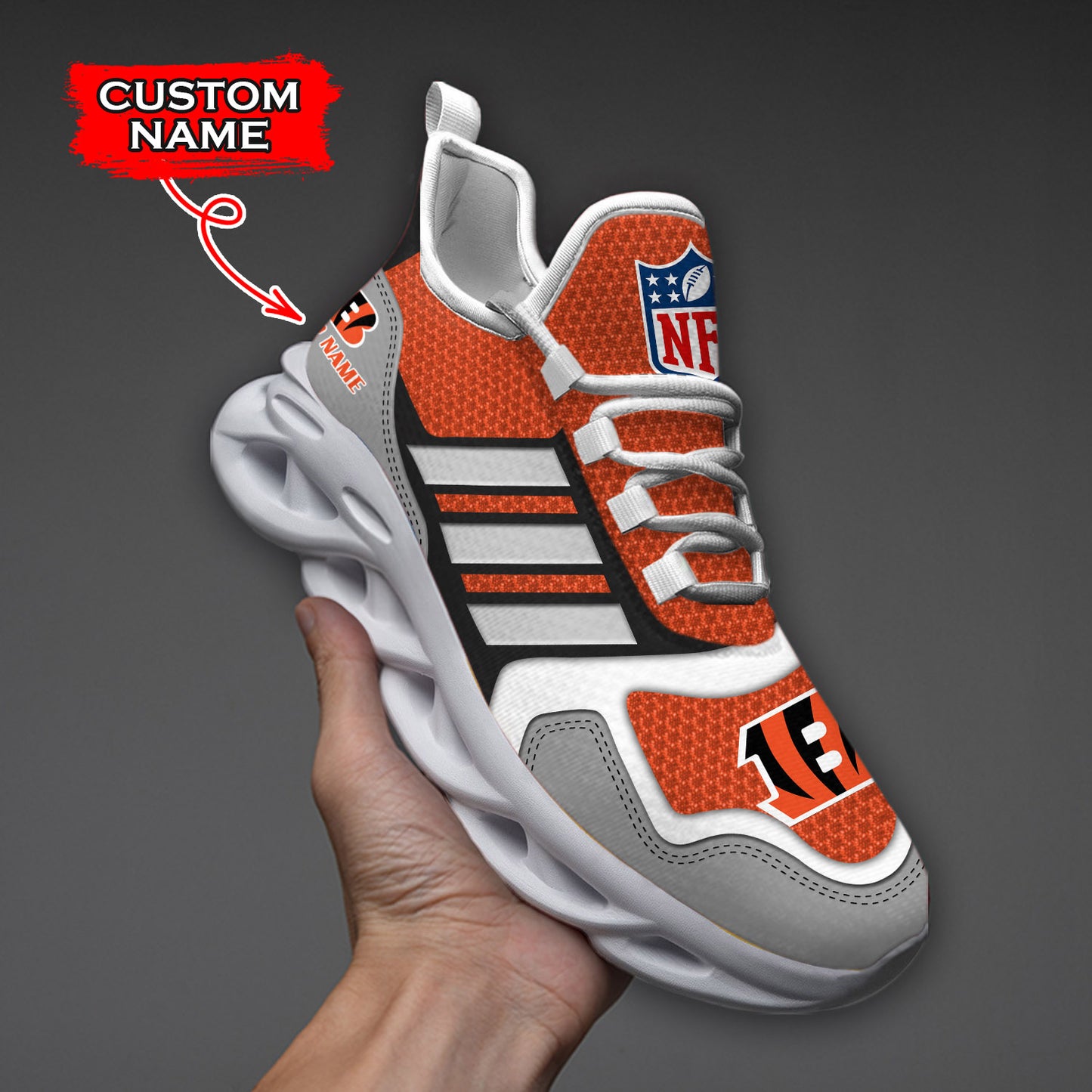 Ideafootwear Cincinnati Bengals NFL Max Soul Shoes Sneakers For Men And Women