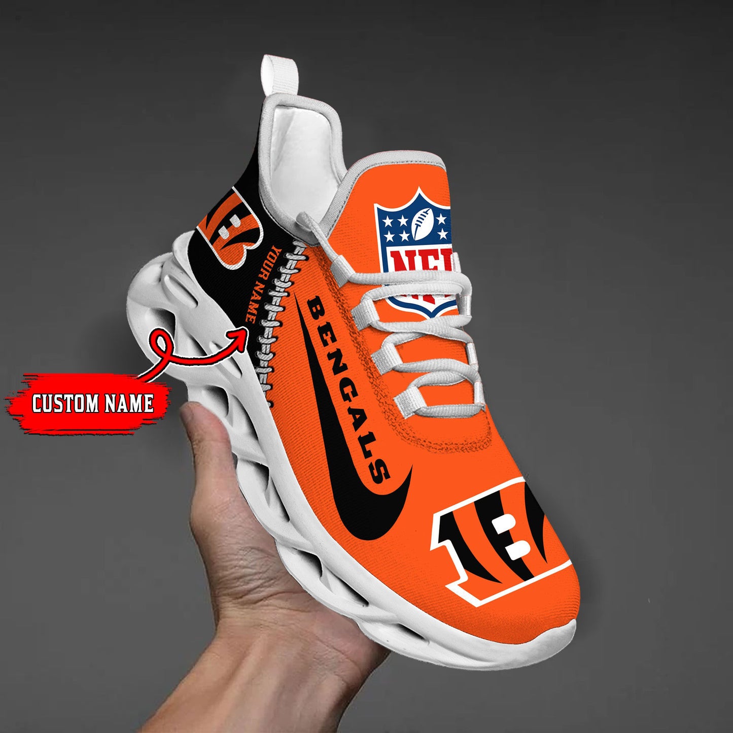 Ideafootwear Cincinnati Bengals NFL Max Soul Shoes Sneakers For Men And Women