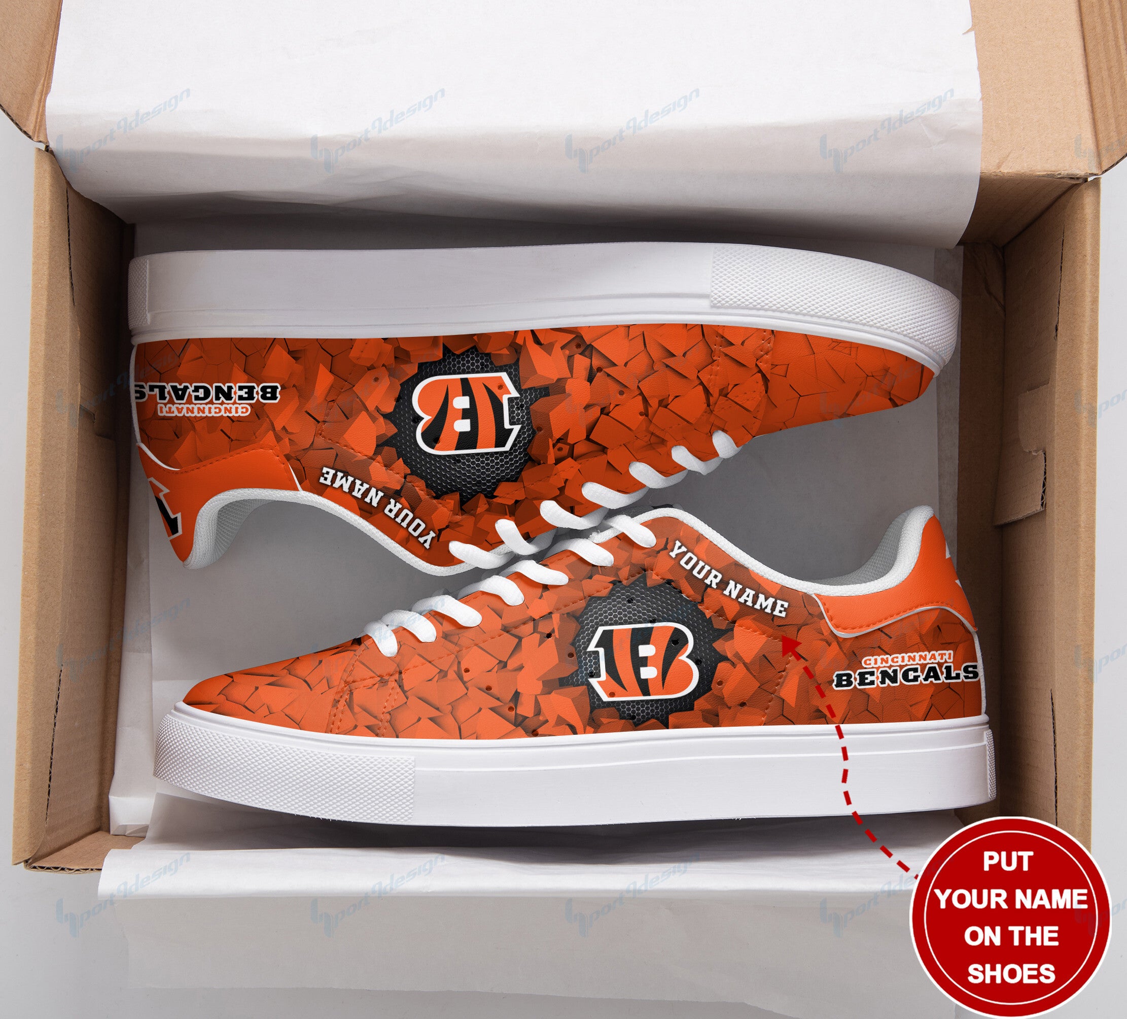 Ideafootwear Cincinnati Bengals Skate Stan Shoes Sneakes For Men And Women