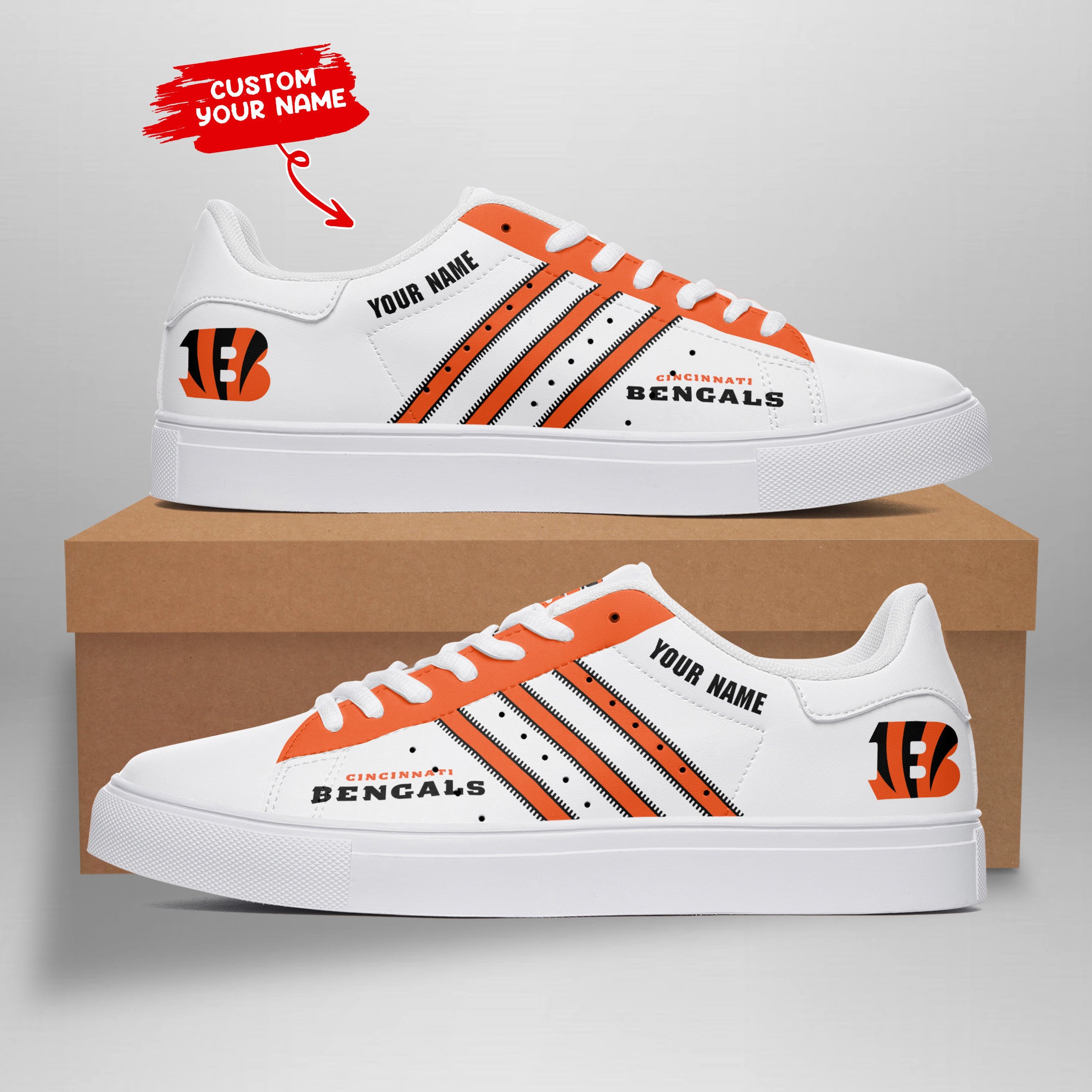 Ideafootwear Cincinnati Bengals Skate Stan Shoes Sneakes For Men And Women