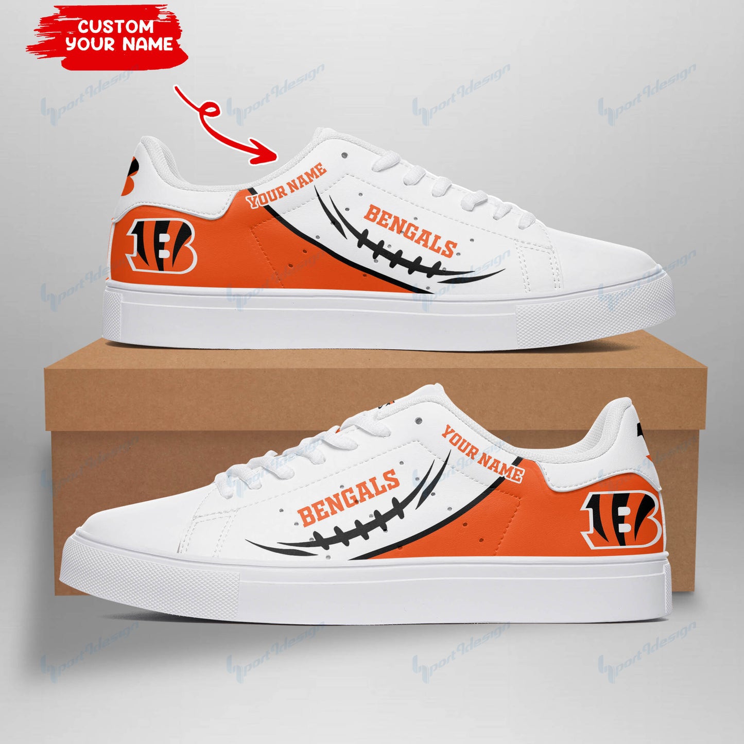 Ideafootwear Cincinnati Bengals Skate Stan Shoes Sneakes For Men And Women