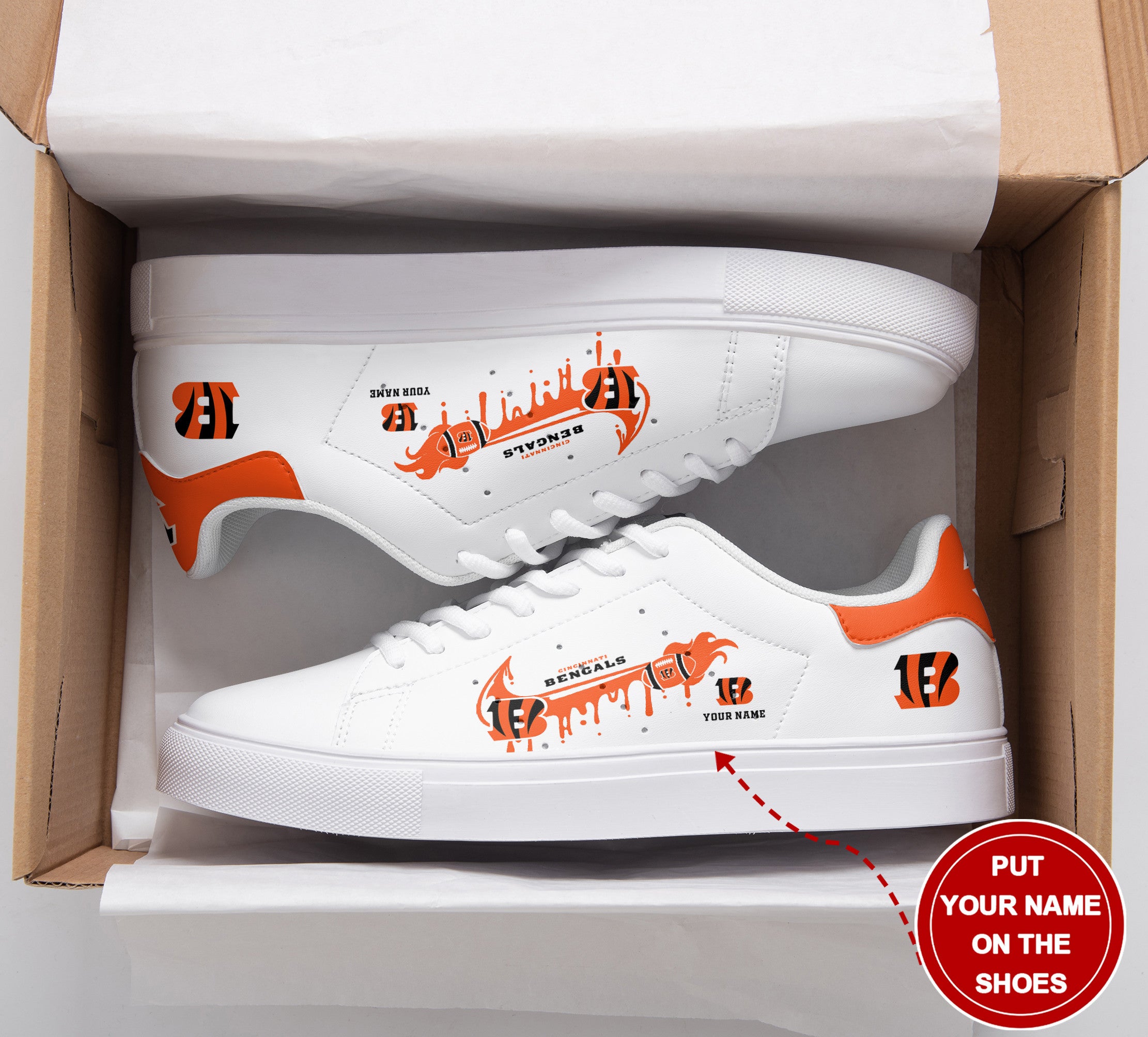 Ideafootwear Cincinnati Bengals Skate Stan Shoes Sneakes For Men And Women