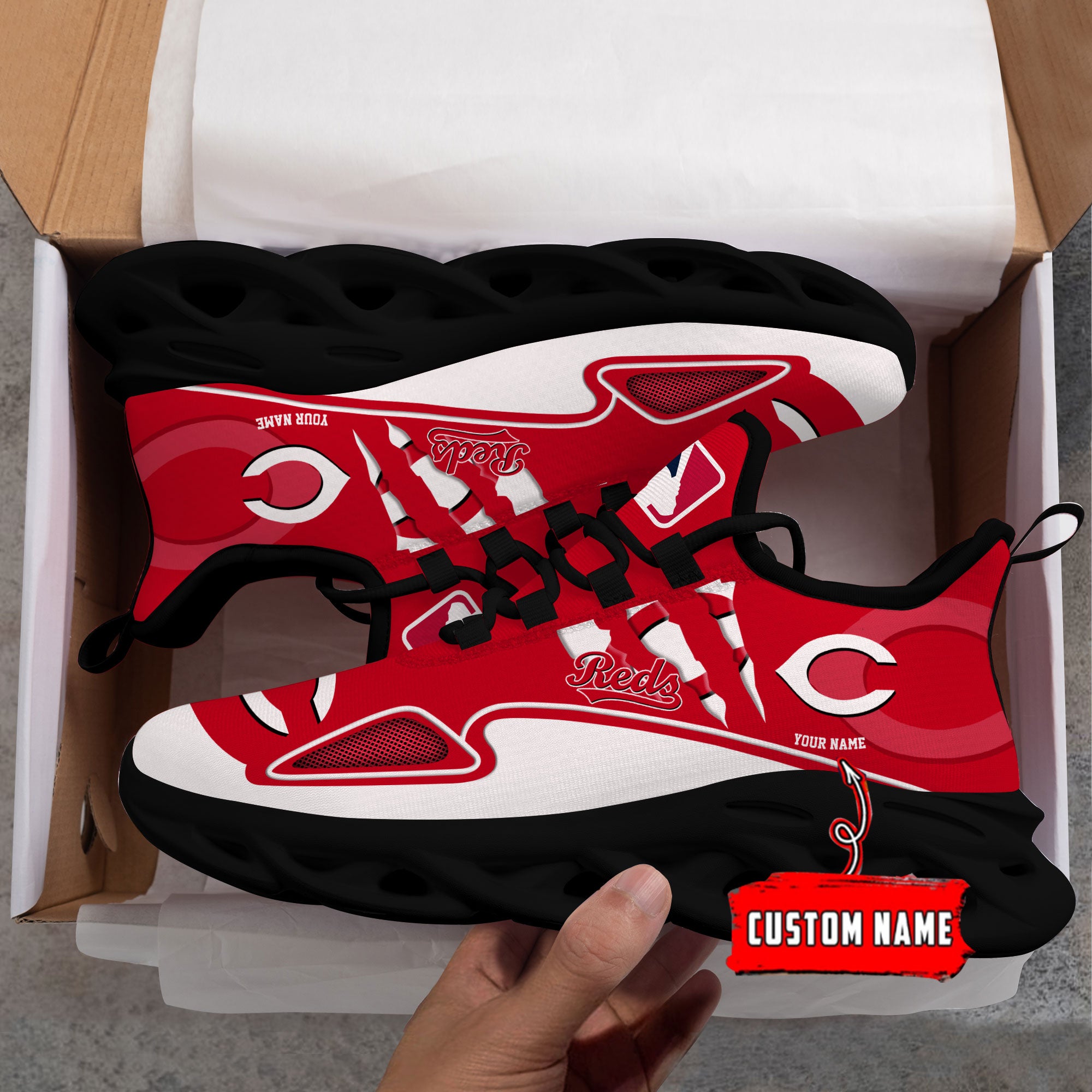 Ideafootwear Cincinnati Reds Max Soul Shoes Sneakers For Men And Women