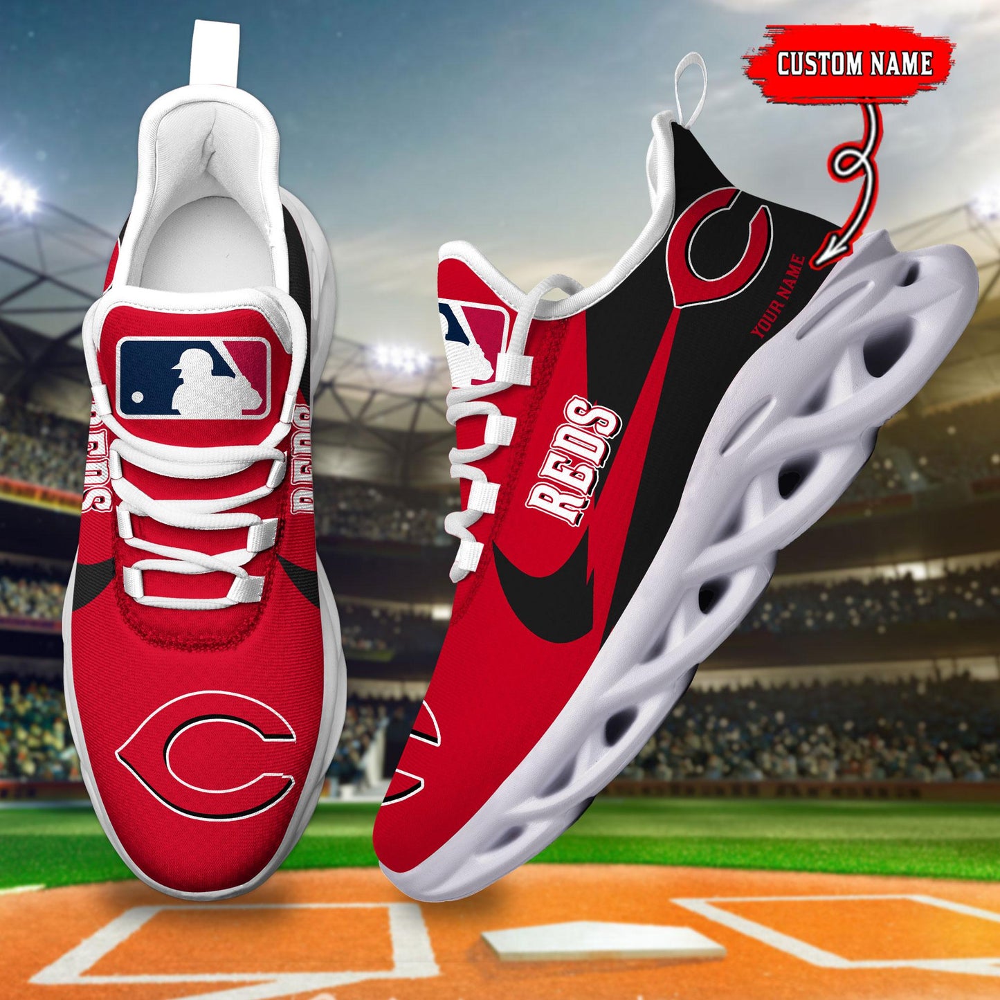 Ideafootwear Cincinnati Reds Max Soul Shoes Sneakers For Men And Women
