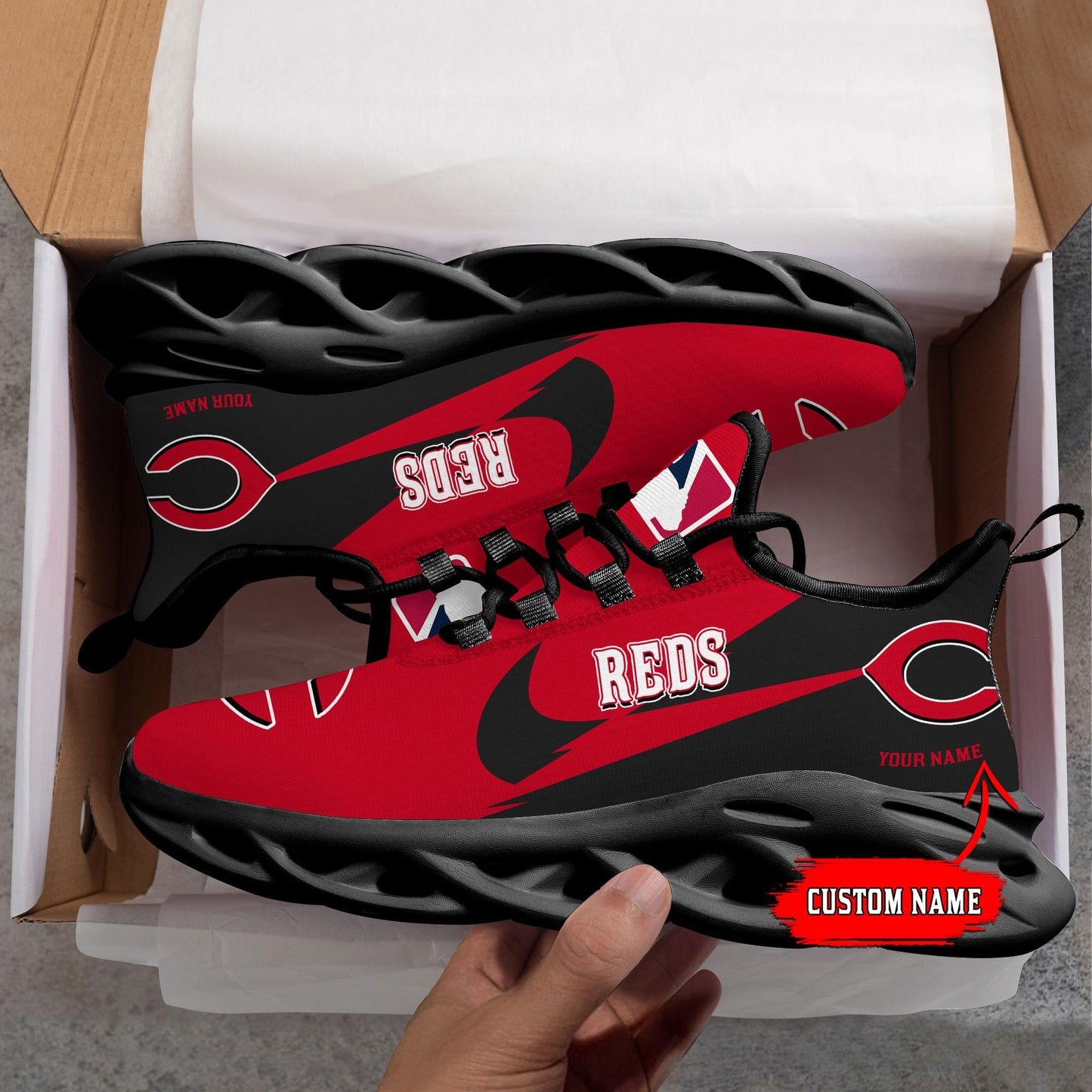 Ideafootwear Cincinnati Reds Max Soul Shoes Sneakers For Men And Women