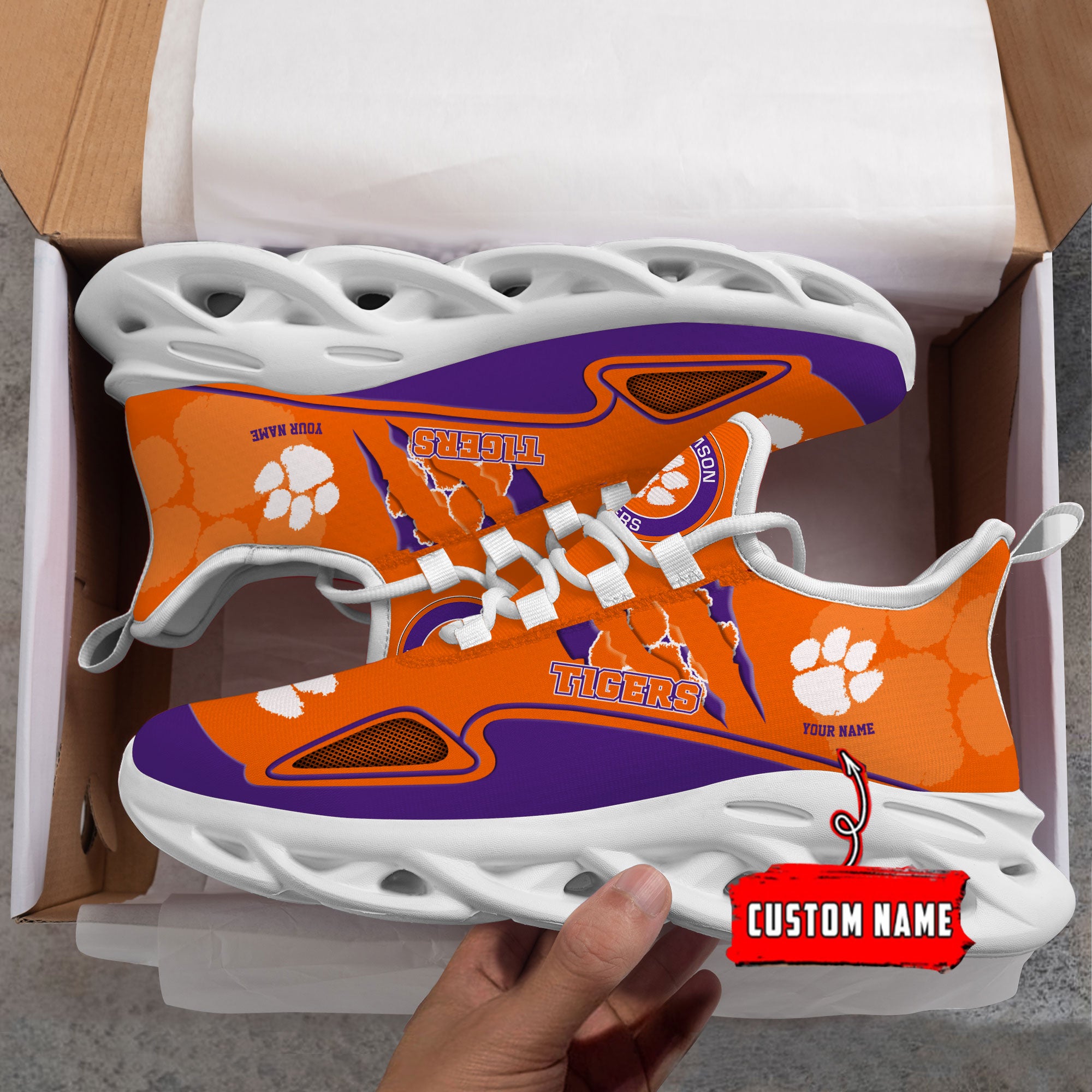 Ideafootwear Clemson Tigers Max Soul Shoes Sneakers For Men And Women