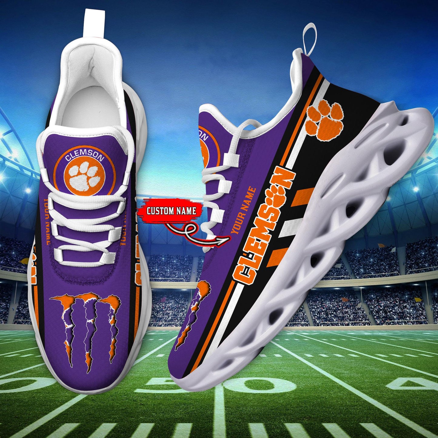 Ideafootwear Clemson Tigers Max Soul Shoes Sneakers For Men And Women