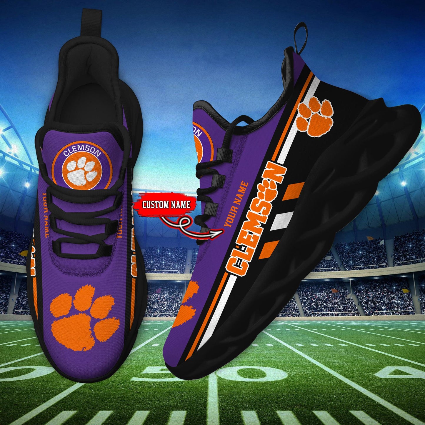Ideafootwear Clemson Tigers Max Soul Shoes Sneakers For Men And Women