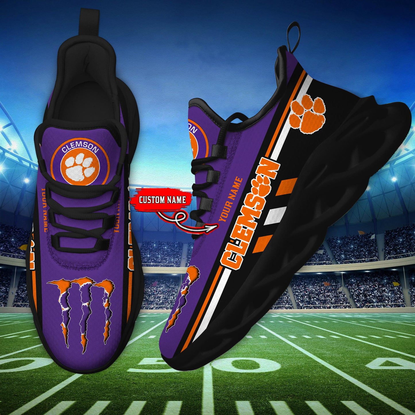 Ideafootwear Clemson Tigers Max Soul Shoes Sneakers For Men And Women