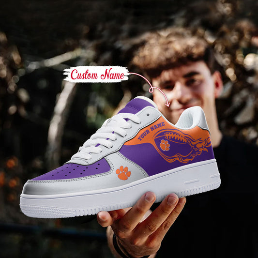Ideafootwear Clemson Tigers NCAA Air Low-Top Sneakers Shoes For Men And Women