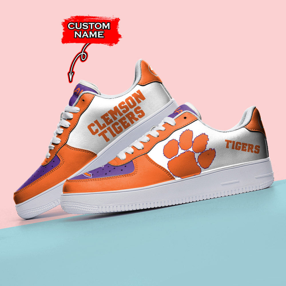 Ideafootwear Clemson Tigers NCAA Air Low-Top Sneakers Shoes For Men And Women