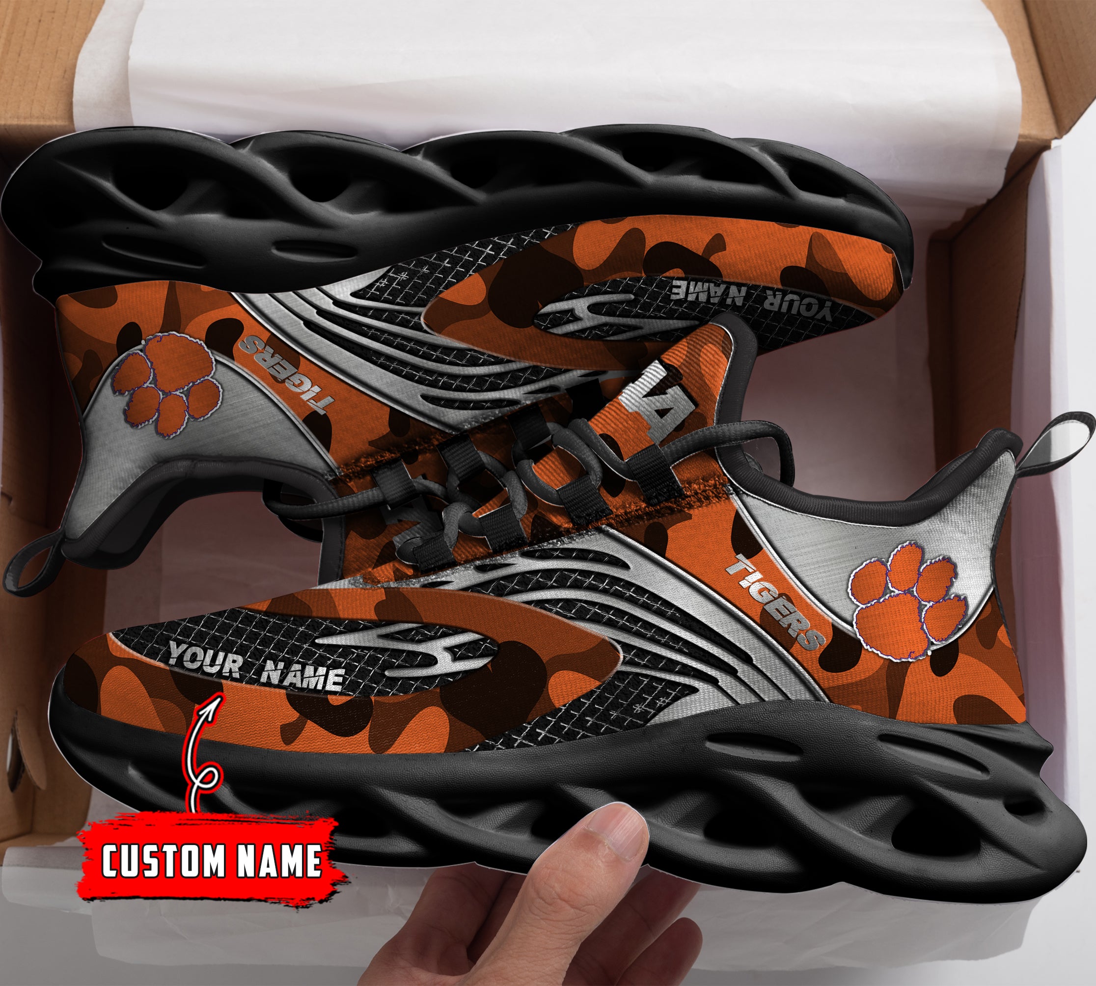 Ideafootwear Clemson Tigers NCAA Max Soul Shoes Sneakers For Men And Women