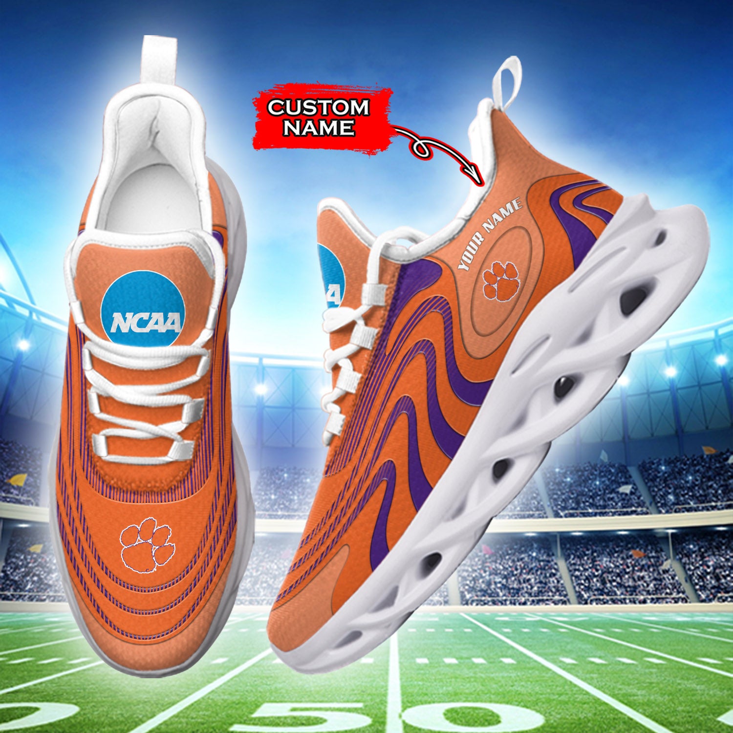 Ideafootwear Clemson Tigers NCAA Max Soul Shoes Sneakers For Men And Women