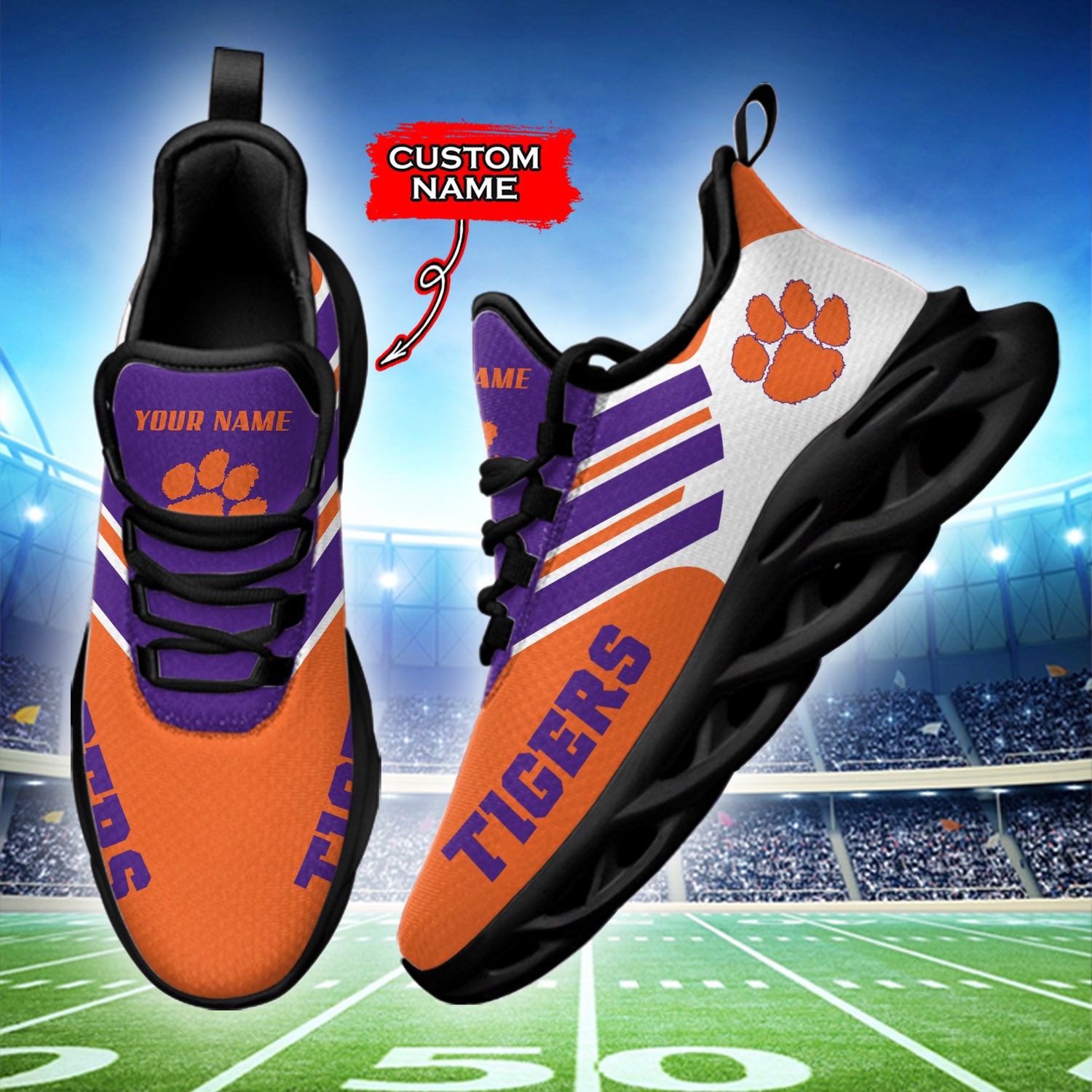 Ideafootwear Clemson Tigers NCAA Max Soul Shoes Sneakers For Men And Women