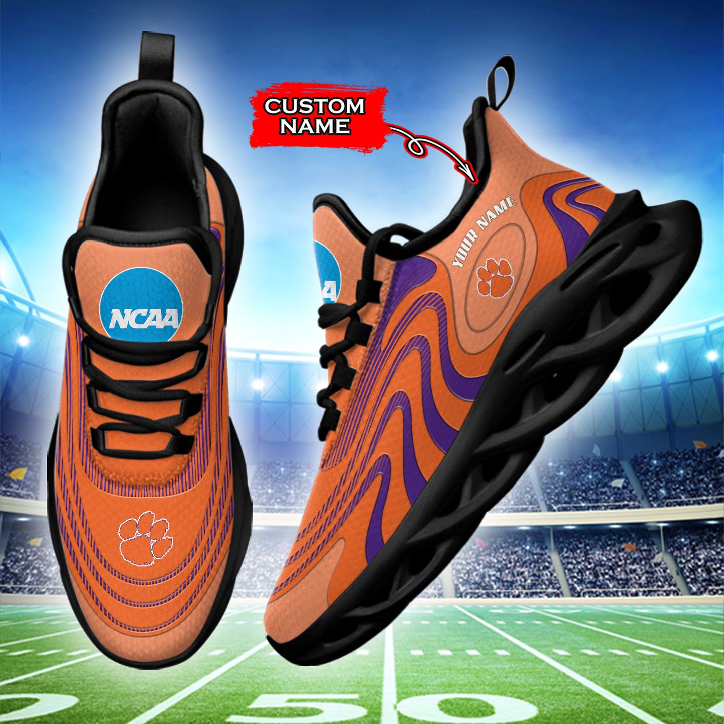 Ideafootwear Clemson Tigers NCAA Max Soul Shoes Sneakers For Men And Women