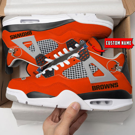 Ideafootwear Cleveland Browns AJ4 Sneakers Shoes For Men And Women