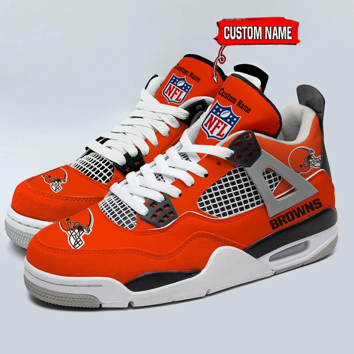 Ideafootwear Cleveland Browns AJ4 Sneakers Shoes For Men And Women