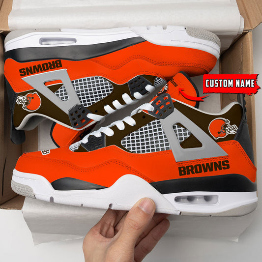 Ideafootwear Cleveland Browns AJ4 Sneakers Shoes For Men And Women