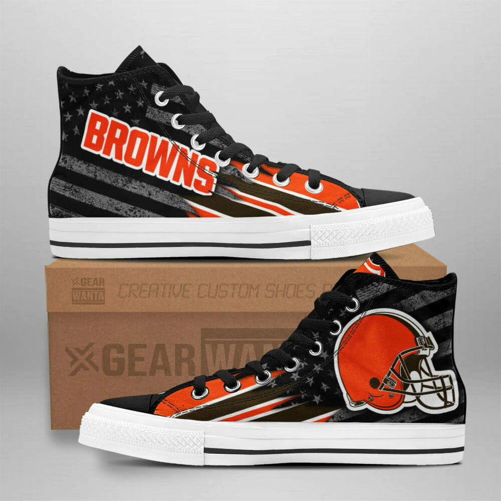 Ideafootwear Cleveland Browns High Top Canvas Sneakers Shoes For Men And Women