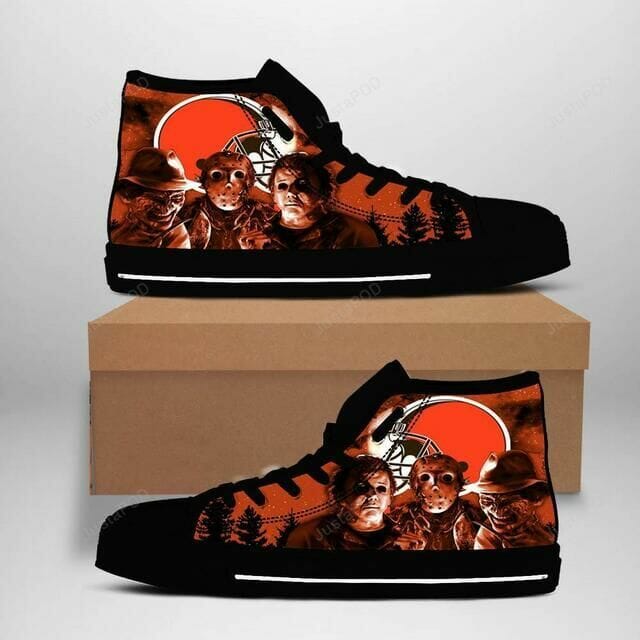 Ideafootwear Cleveland Browns High Top Canvas Sneakers Shoes For Men And Women