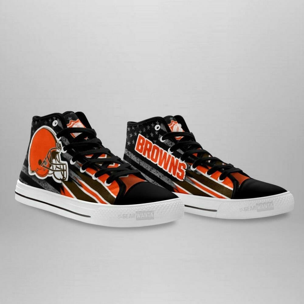 Ideafootwear Cleveland Browns High Top Canvas Sneakers Shoes For Men And Women