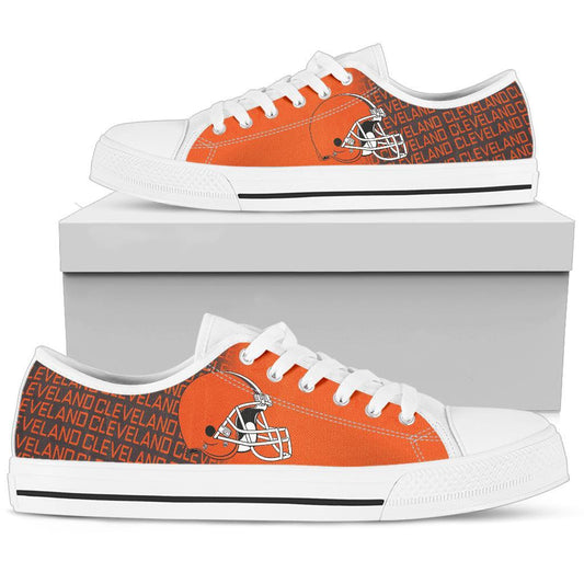 Ideafootwear Cleveland Browns Low Top Canvas Sneakers Shoes For Men And Women
