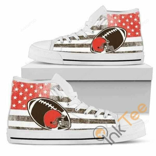 Ideafootwear Cleveland Browns High Top Canvas Sneakers Shoes For Men And Women