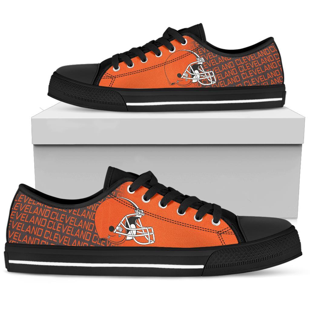 Ideafootwear Cleveland Browns Low Top Canvas Sneakers Shoes For Men And Women
