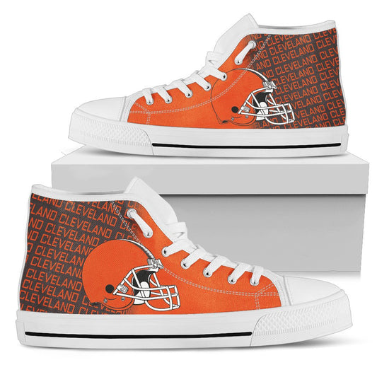 Ideafootwear Cleveland Browns High Top Canvas Sneakers Shoes For Men And Women
