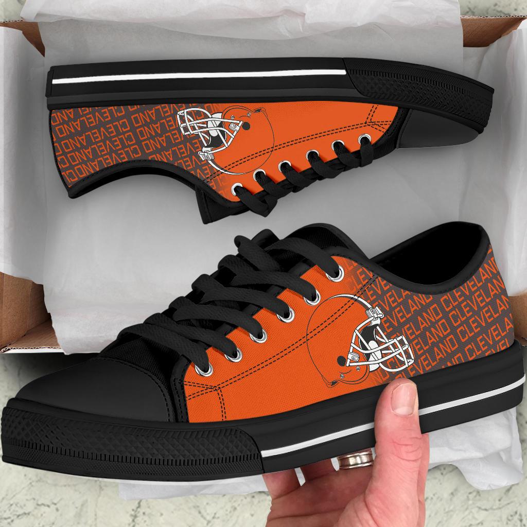 Ideafootwear Cleveland Browns Low Top Canvas Sneakers Shoes For Men And Women