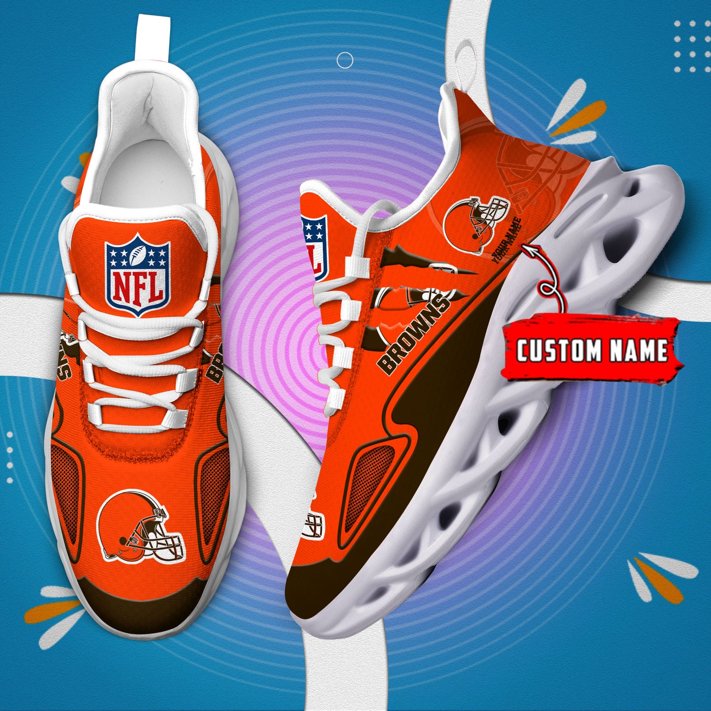 Ideafootwear Cleveland Browns Max Soul Shoes Sneakers For Men And Women