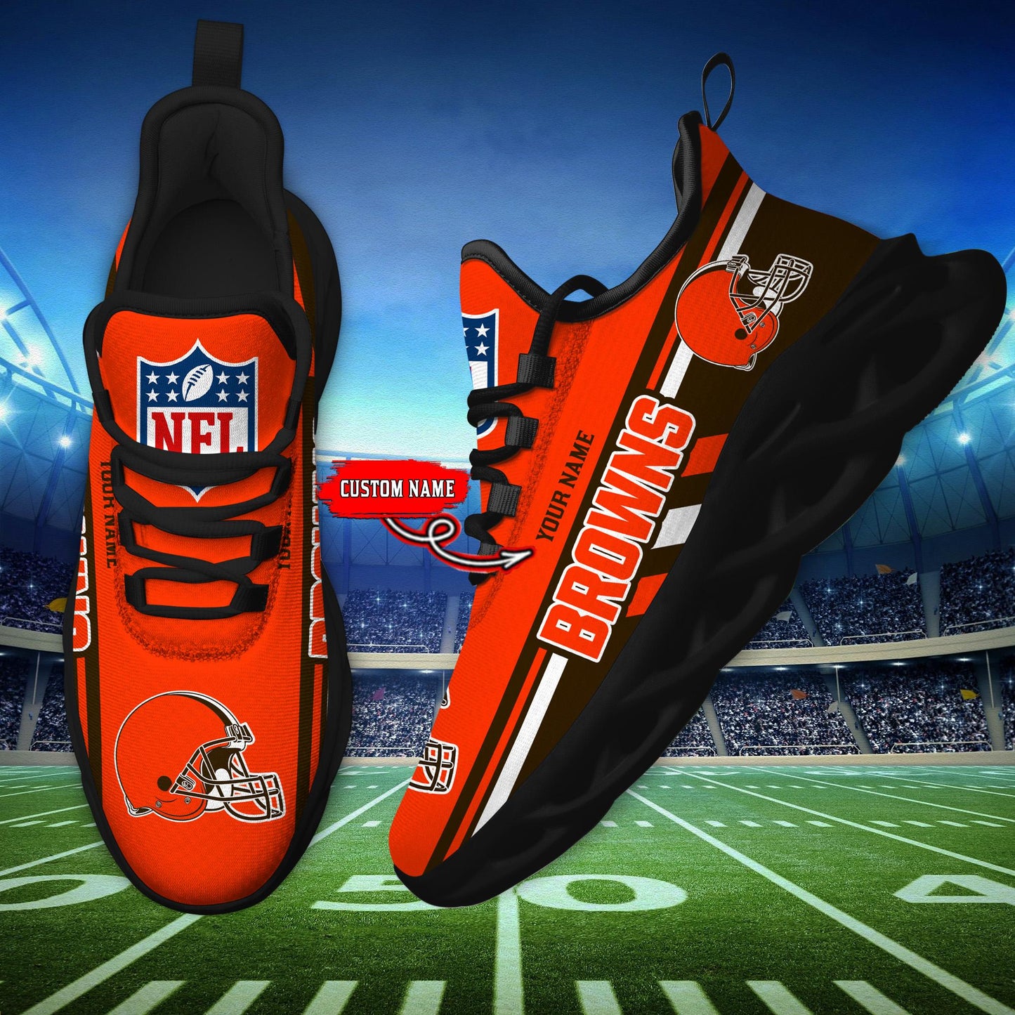 Ideafootwear Cleveland Browns Max Soul Shoes Sneakers For Men And Women