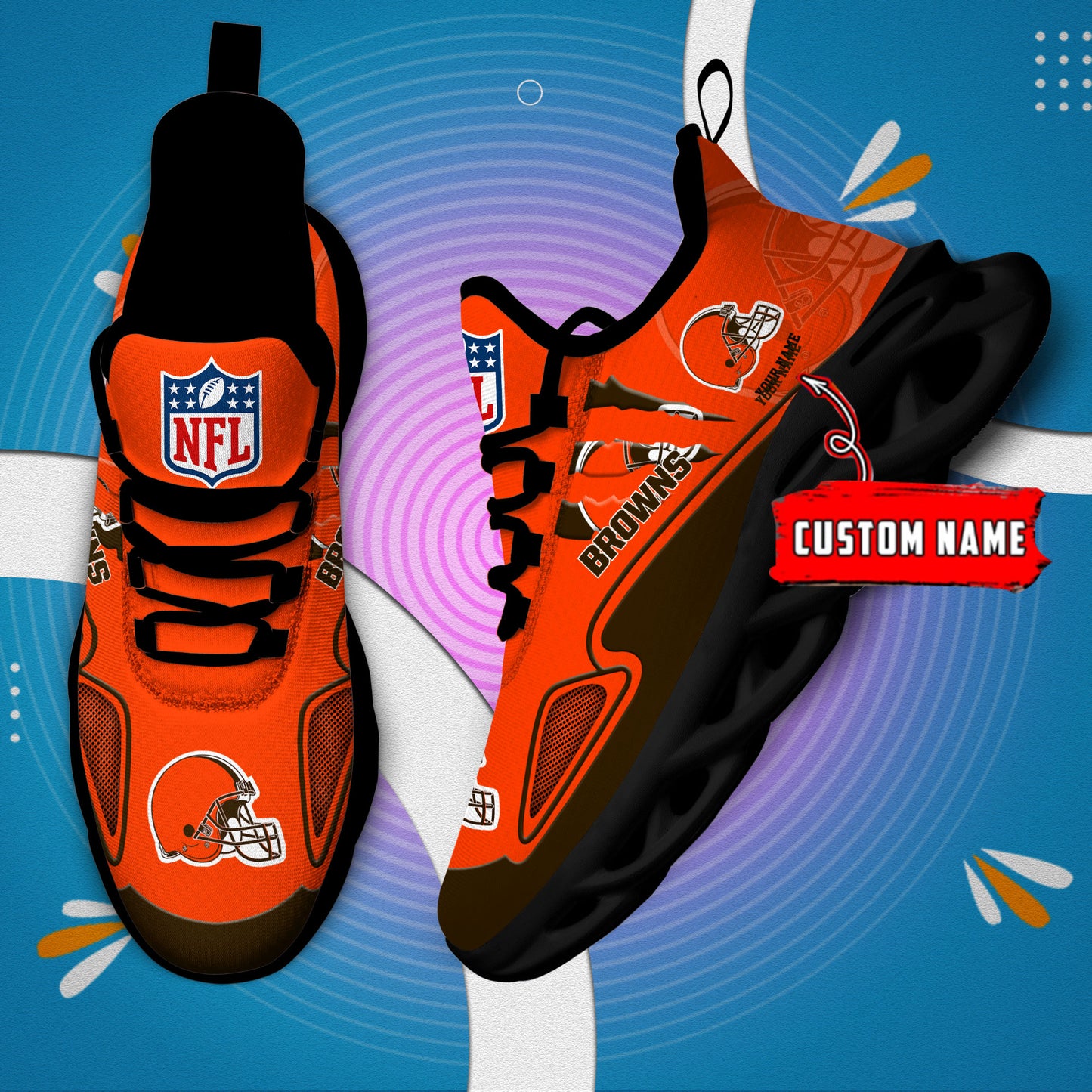 Ideafootwear Cleveland Browns Max Soul Shoes Sneakers For Men And Women