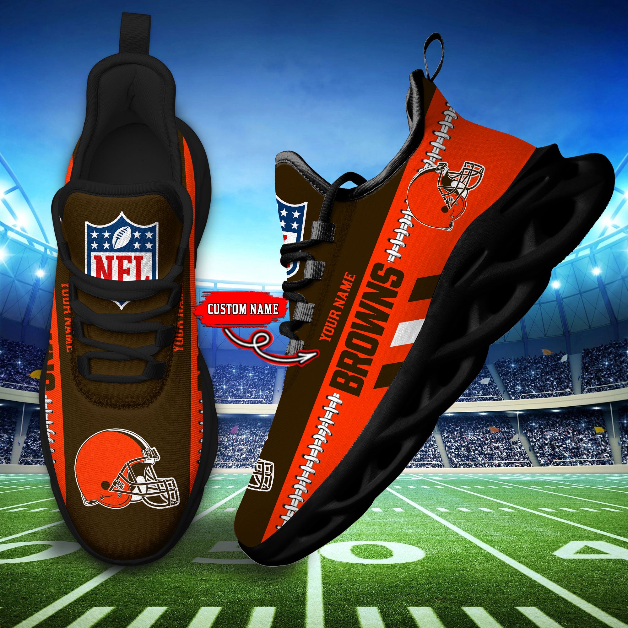 Ideafootwear Cleveland Browns Max Soul Shoes Sneakers For Men And Women