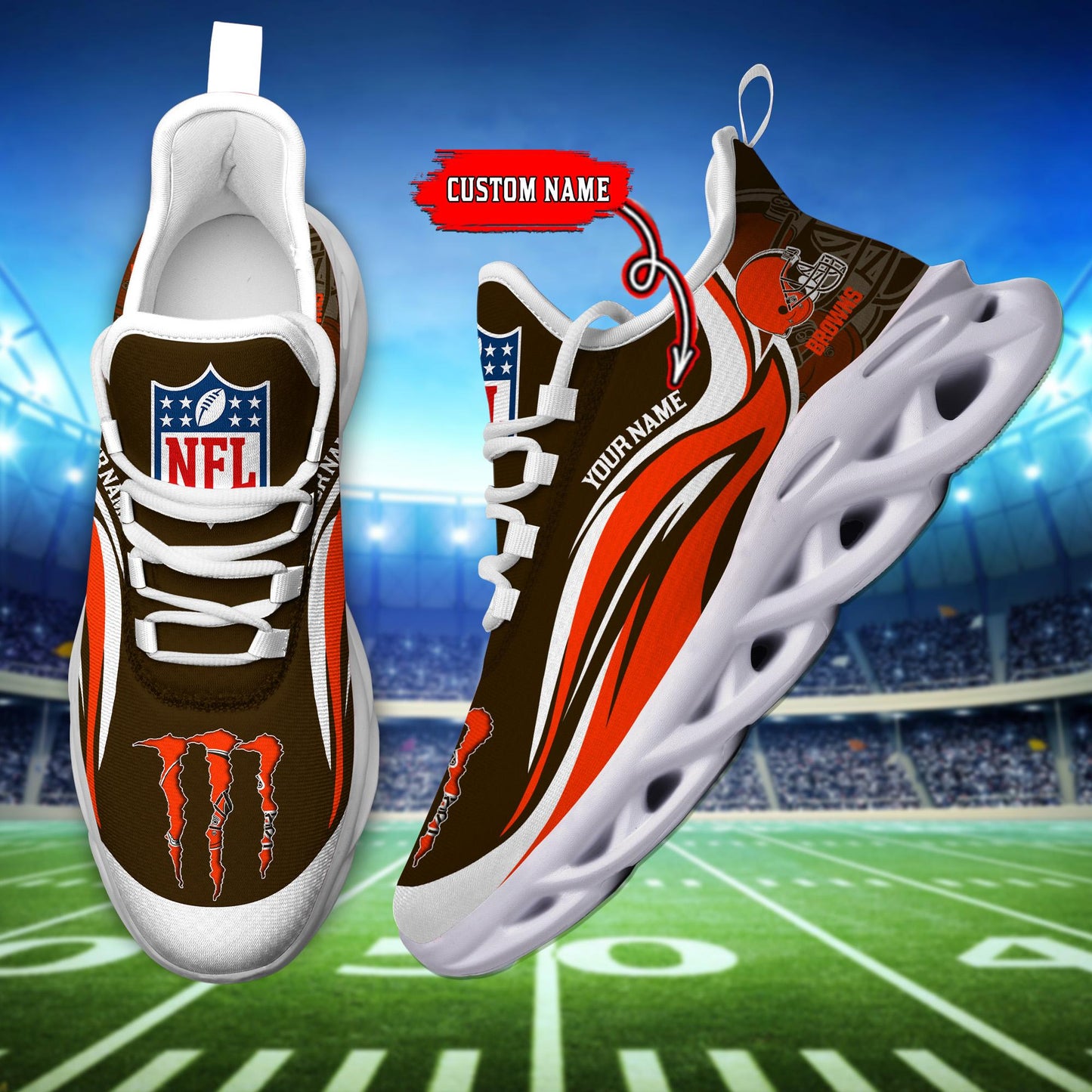 Ideafootwear Cleveland Browns Max Soul Shoes Sneakers For Men And Women