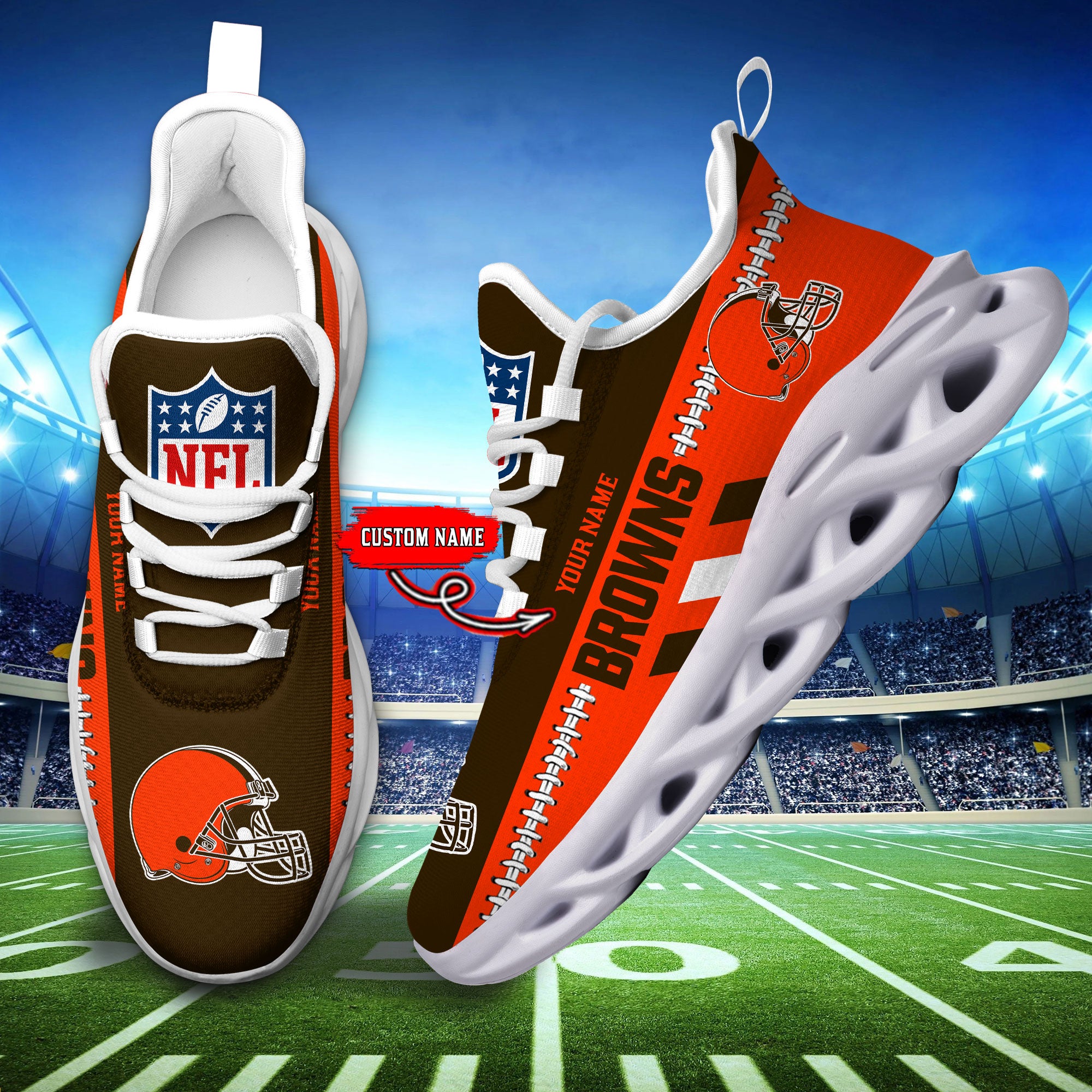 Ideafootwear Cleveland Browns Max Soul Shoes Sneakers For Men And Women