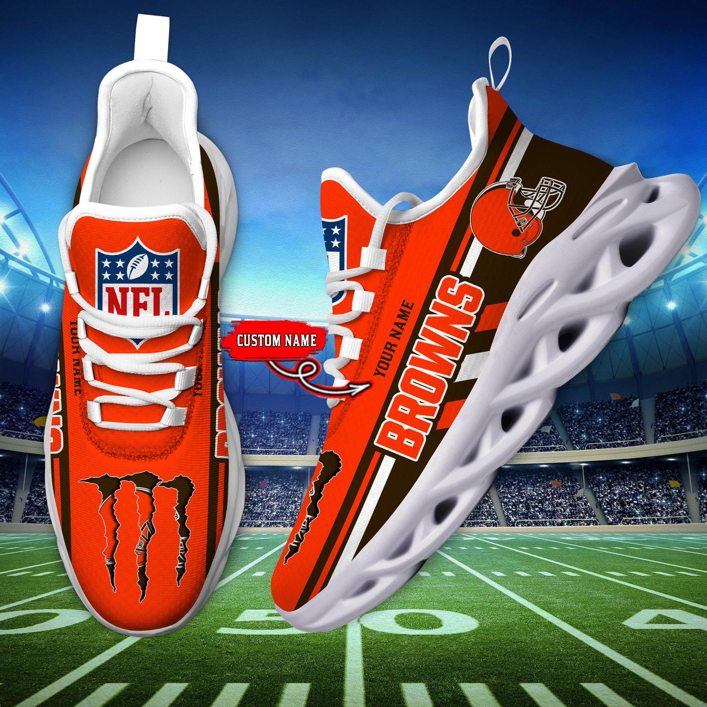 Ideafootwear Cleveland Browns Max Soul Shoes Sneakers For Men And Women