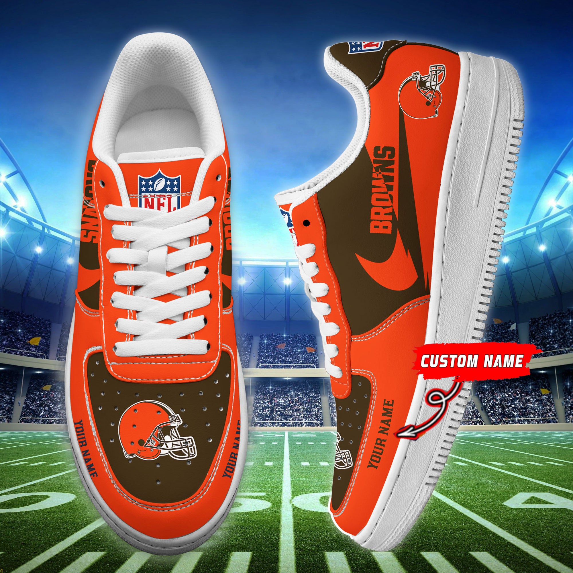 Ideafootwear Cleveland Browns NFL Air Low-Top Sneakers Shoes For Men And Women