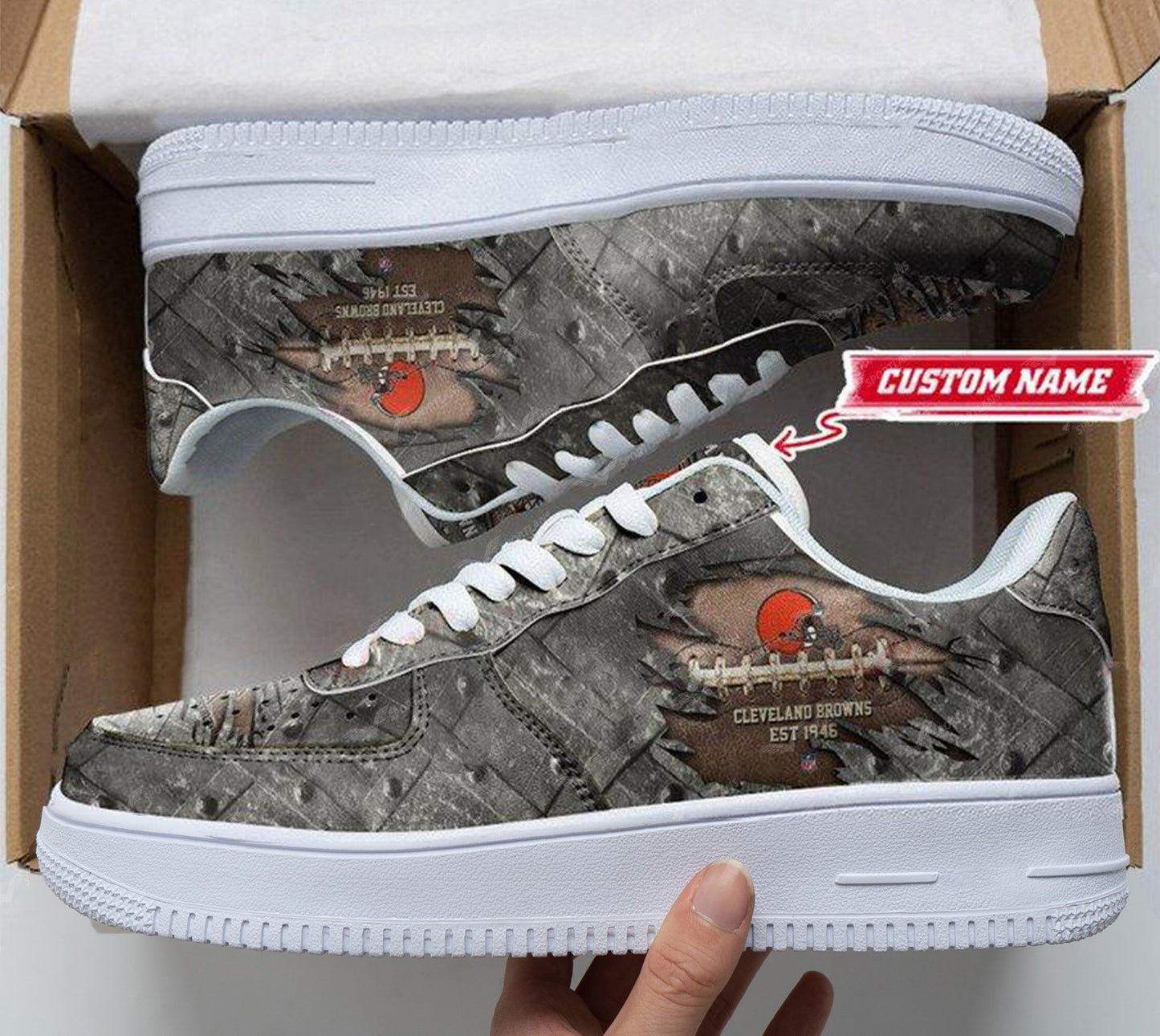 Ideafootwear Cleveland Browns NFL Air Low-Top Sneakers Shoes For Men And Women