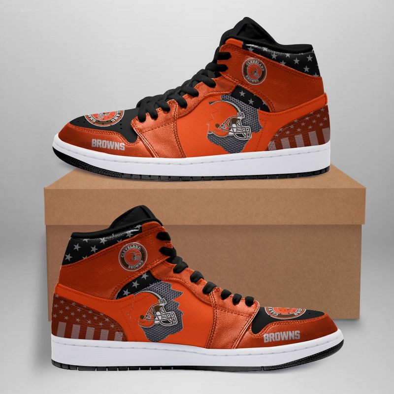 Ideafootwear Cleveland Browns NFL AJ1 High Sneakers Shoes For Men And Women