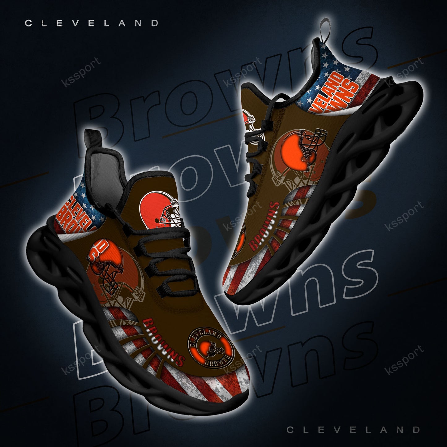 Ideafootwear Cleveland Browns NFL Max Soul Shoes Sneakers For Men And Women