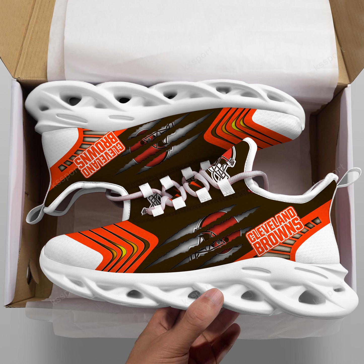 Ideafootwear Cleveland Browns NFL Max Soul Shoes Sneakers For Men And Women
